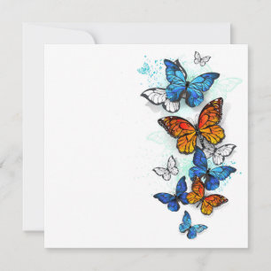 Flying Butterflies Morpho and Monarch Save The Date