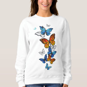 Flying Butterflies Morpho and Monarch Sweatshirt