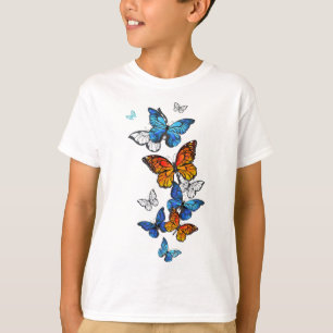 Flying Butterflies Morpho and Monarch T-Shirt