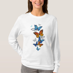 Flying Butterflies Morpho and Monarch T-Shirt