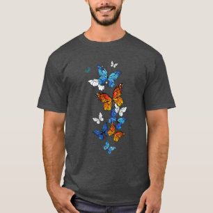 Flying Butterflies Morpho and Monarch T-Shirt