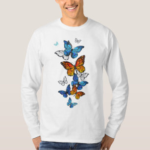 Flying Butterflies Morpho and Monarch T-Shirt