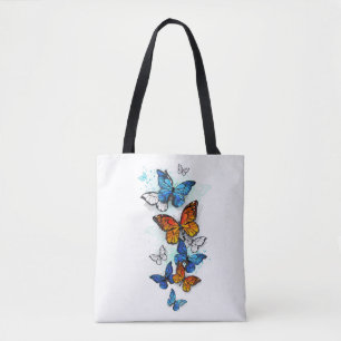Flying Butterflies Morpho and Monarch Tote Bag