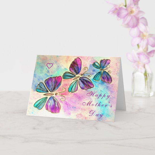 Flying Butterflies Mother's Day Card (Orchid)