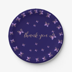flying butterflies nature paper plate