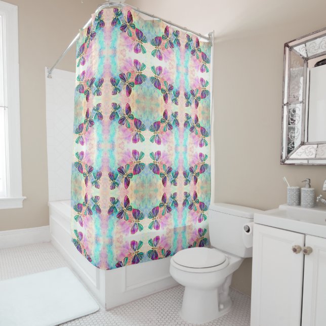 Flying Butterflies Shower Curtain (In Situ)