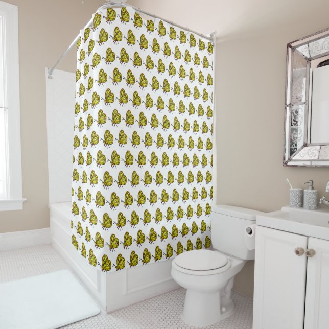 Flying Butterflies Shower Curtain (In Situ)