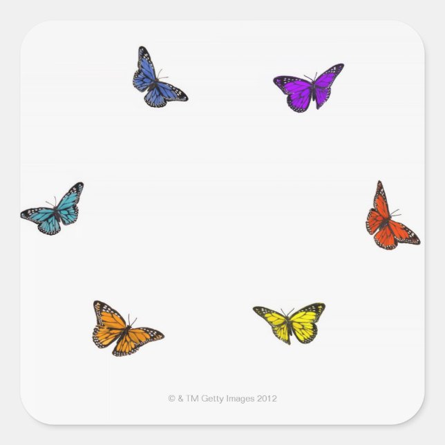 Flying butterflies square sticker (Front)