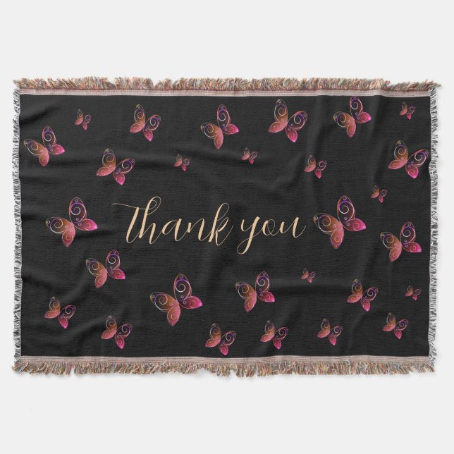 flying butterflies throw blanket (Front)