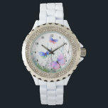 Flying Butterflies Watch<br><div class="desc">Watches with Spring Joy - Colourful Butterflies Flying in Nature Watercolor Painting Butterfly and Flowers Watch - Customizable - or Choose / Add Your Favourite Text / Colour - Make Your Unique Gift - Resize and move or remove and add elements with customization tool ! - Drawing and Design by...</div>