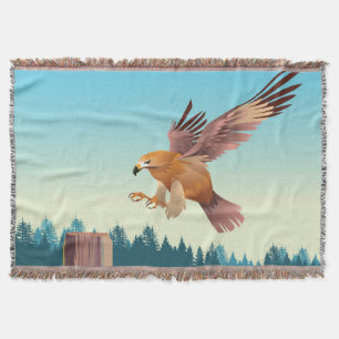 Flying Buzzard Throw Blanket