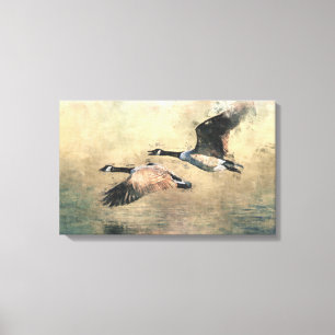 Flying Canada Geese Canvas Print