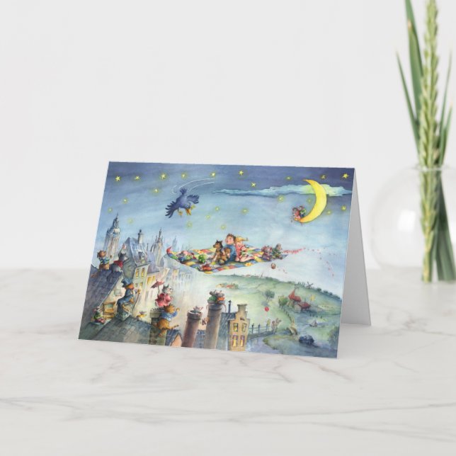 Flying Carpet Kids - Illustration Greeting Card (Front)