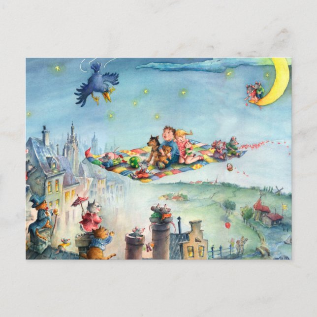 Flying Carpet Ride  - Children's Postcard (Front)