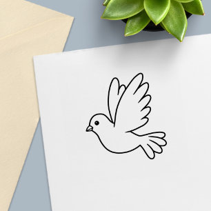 Flying Cartoon Dove Bird Color Me Self-inking Stamp