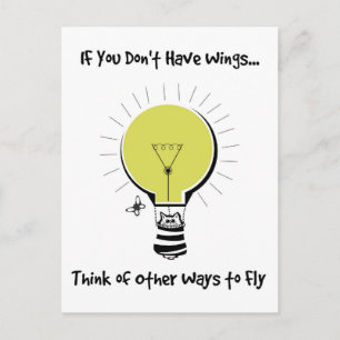Flying Cat Motivational Art Postcard