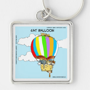 Flying Cats Funny Cartoon Keychain