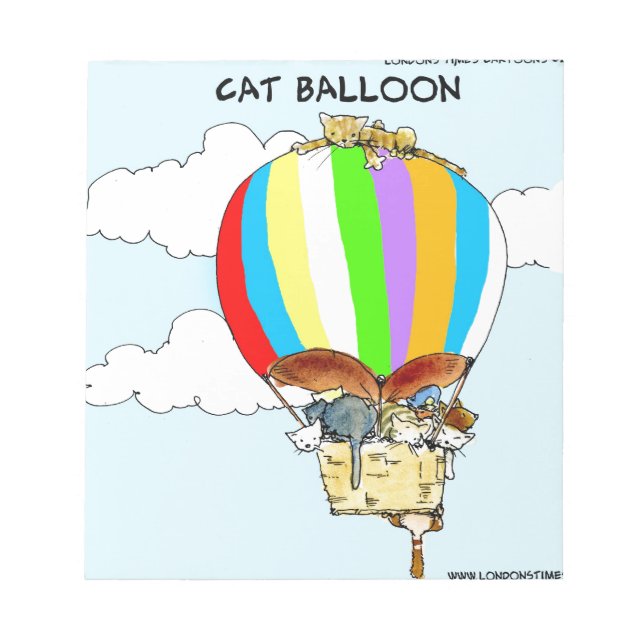 Flying Cats Funny Cartoon Notepad (Front)