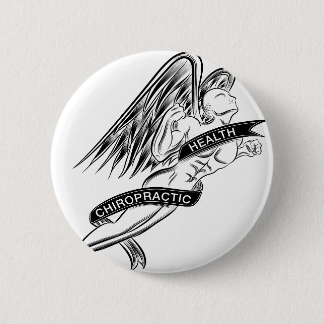 Flying Chiropractic Angel 2 Inch Round Button (Front)