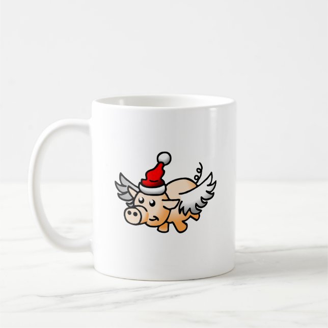 Flying Christmas Pig Classic Mug (Left)