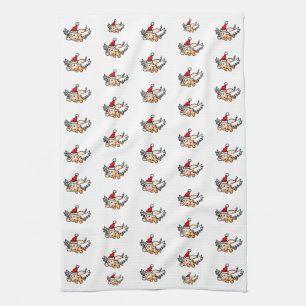 Flying Christmas Pig Kitchen Towel