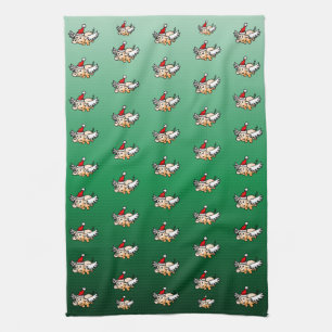 Flying Christmas Pig Kitchen Towel