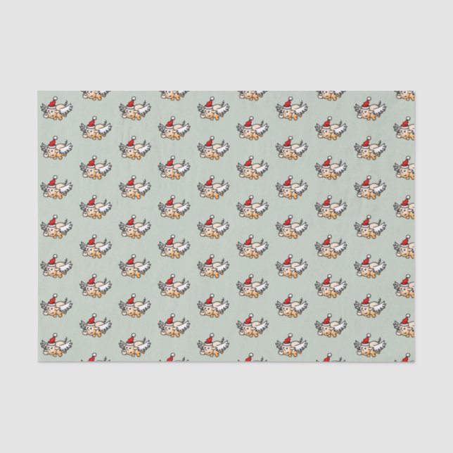 Flying Christmas Pig Tissue Paper (Front)