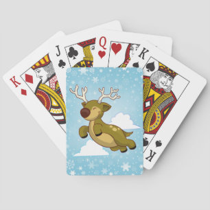 Flying Christmas Reindeer Playing Cards