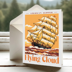 Flying Cloud American Clipper Ship Vintage Poster Thank You Card