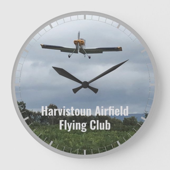 Flying Club Clock with Light Aircraft. Large Clock (Front)