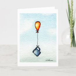 Flying Coffee Watercolor Greeting Card