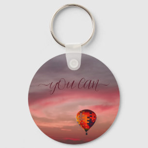 Flying coloured hot air balloon keychain