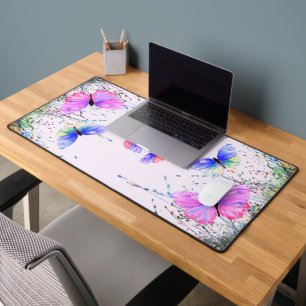 Flying Colourful Butterflies Desk Mat