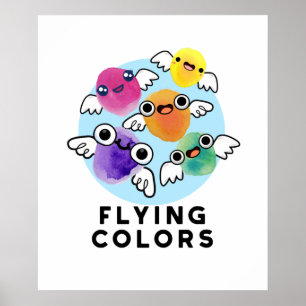 Flying Colours Funny Colourful Wings Pun  Poster