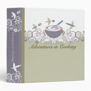 Flying cooking baking utensils recipe cookbook bin binder