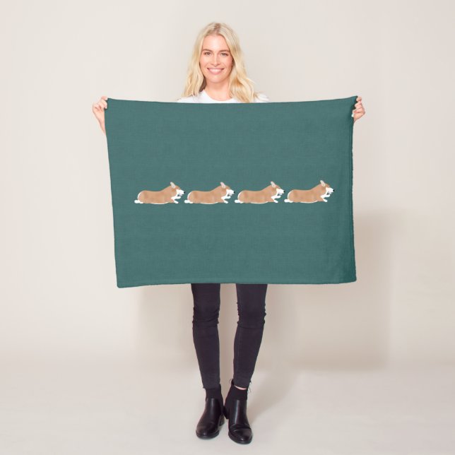 Flying Corgis Fleece Blanket (In Situ)