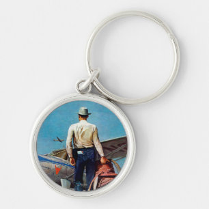 Flying Cowboy by Mead Schaeffer Keychain