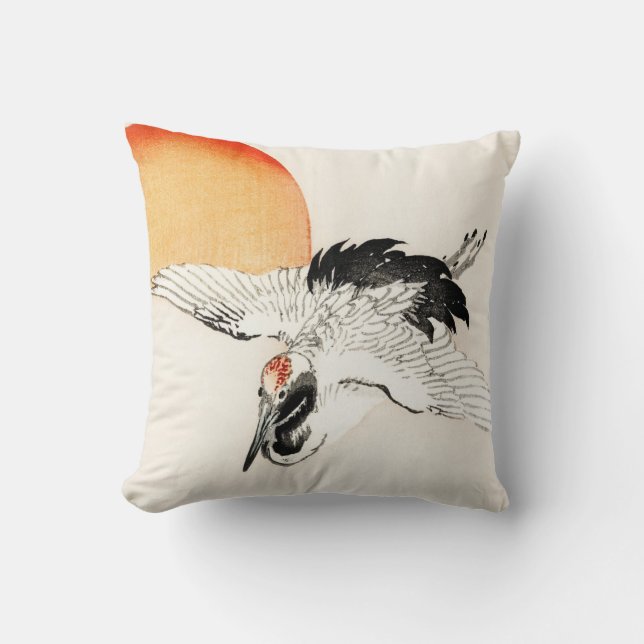 Flying crane by Kōno Bairei  Throw Pillow (Front)