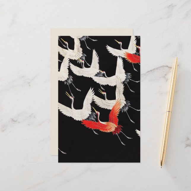 Flying Cranes: Japanese Bird Kimono Art (Front/Back In Situ)