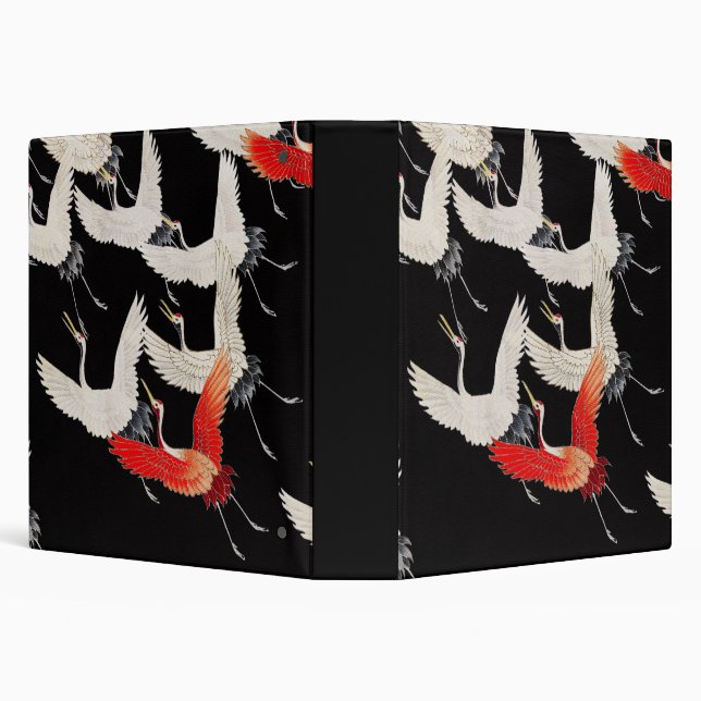 Flying Cranes: Japanese Bird Kimono Art Binder (Background)
