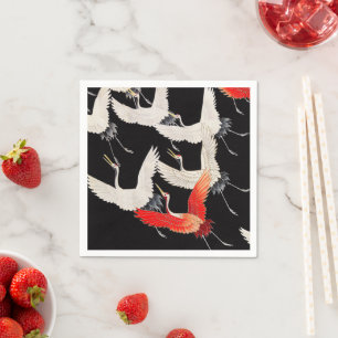 Flying Cranes: Japanese Bird Kimono Art Napkin