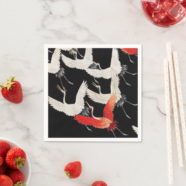Flying Cranes: Japanese Bird Kimono Art Napkin (Insitu)