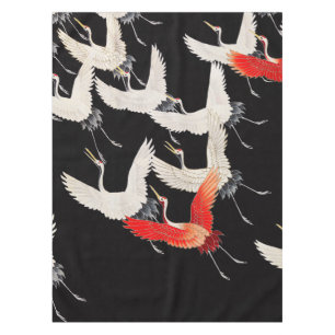 Flying Cranes: Japanese Bird Kimono Art Tablecloth