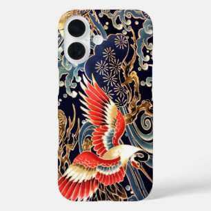 FLYING CRANES,WAVES,SPRING FLOWERS Japanese Floral iPhone 16 Case