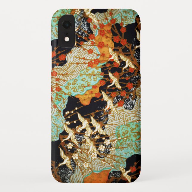 FLYING CRANES WITH SPRING FLOWERS Japanese Floral Case-Mate iPhone Case (Back)