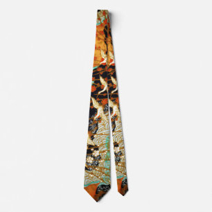 FLYING CRANES WITH SPRING FLOWERS Japanese Floral Tie