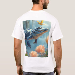 Flying Crocodile Cartoon   Cute and Funny Animal T T-Shirt