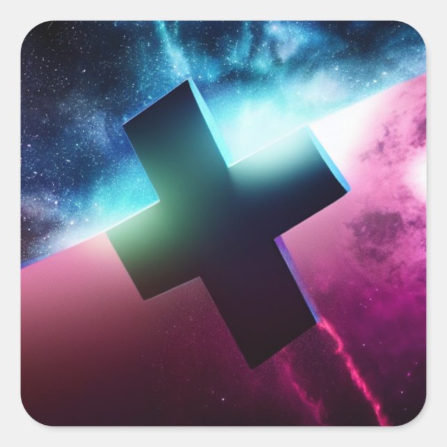 Flying Cross in Space Sticker (Front)