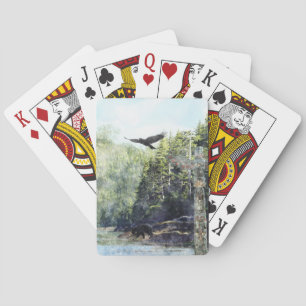 Flying Crow, Black Bear & Totem Pole Haida Art Playing Cards