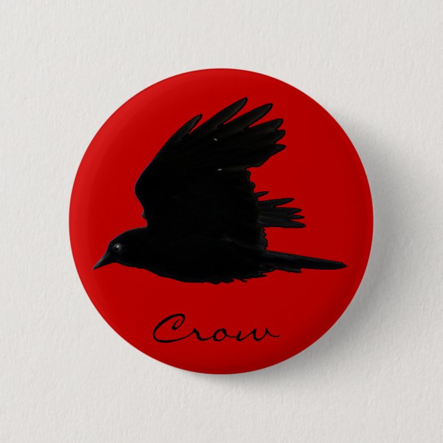 FLYING CROW Raven Wildlife Bird Art 2 Inch Round Button (Front)